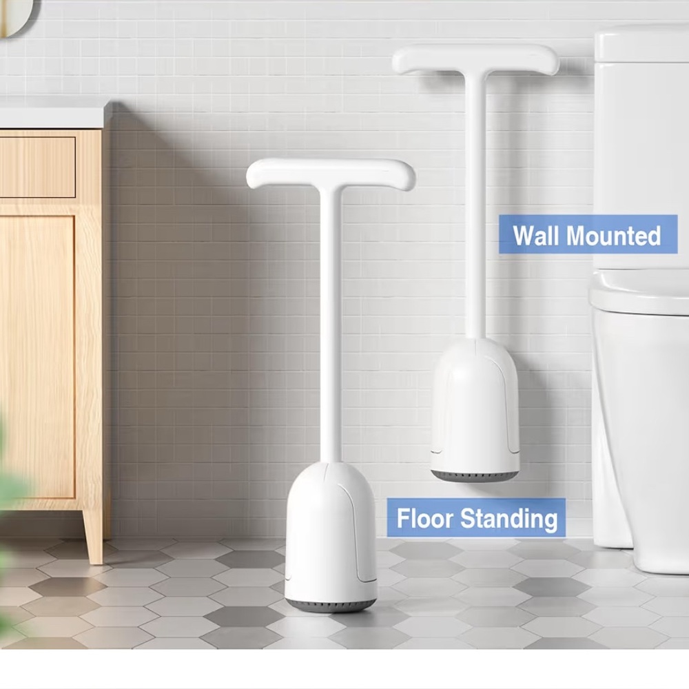 White Floor and Wall Mounted Toilet Plunger
